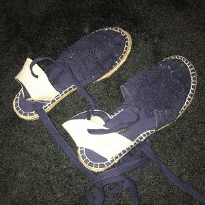 Navy blue lace shoes. Barley worn